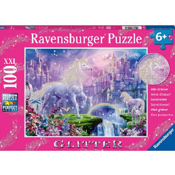 New sealed Ravensburger 100XXL Puzzle-Unicorn Kingdom Glitter Children Puzzle - Picture 1 of 16